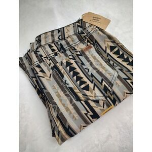 Rock & Roll Denim Reversible Bargain Button Flare Jeans Geometric Black 32x34